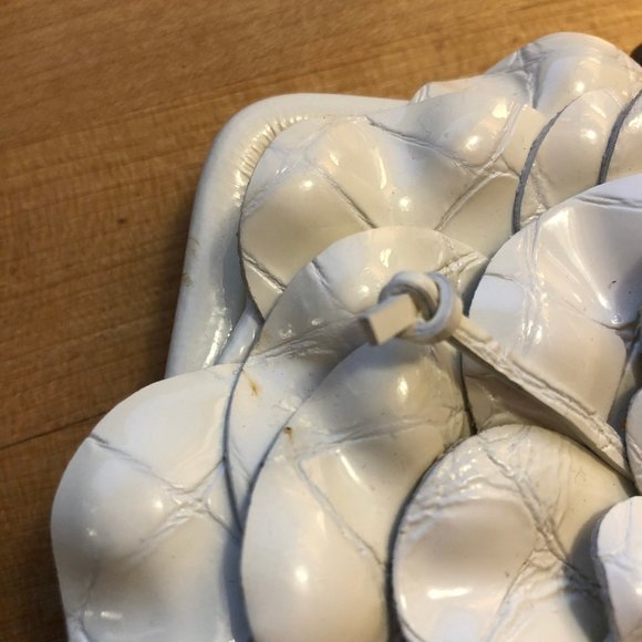 Brighton White Patent Leather Flower Clutch Pouch - Picture 10 of 11